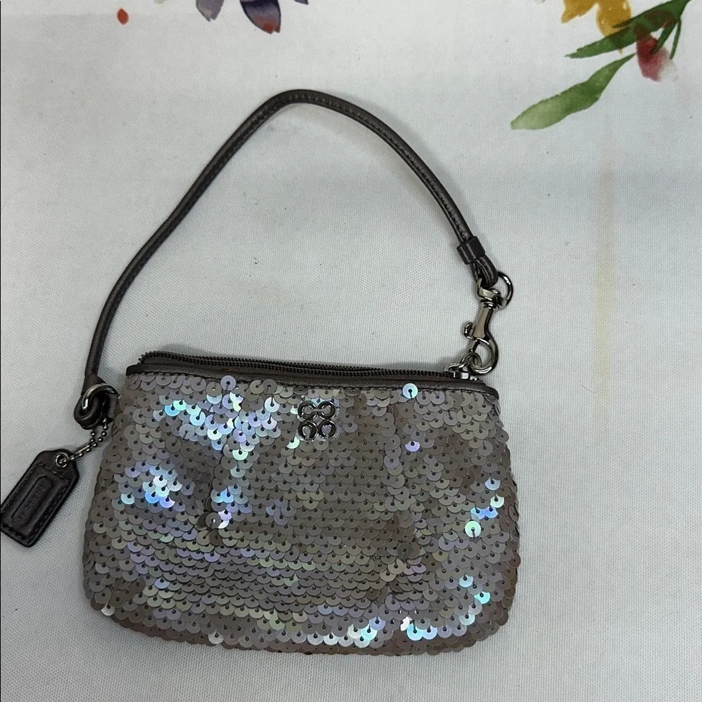Coach Mermaid Sequin Wristlet with Shimmering Accents